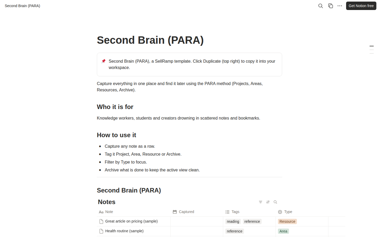 Second Brain (PARA)