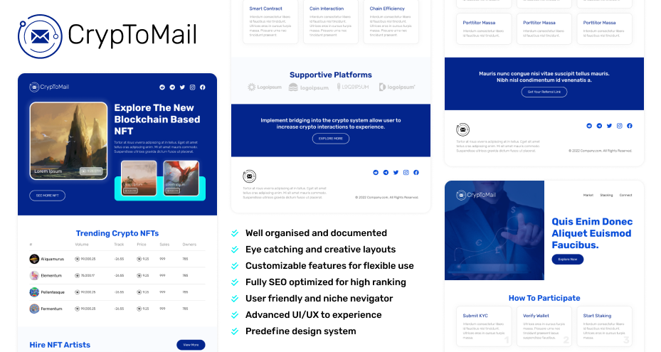 Cryptomail UI Kit - Modern Crypto Newsletter Email Design