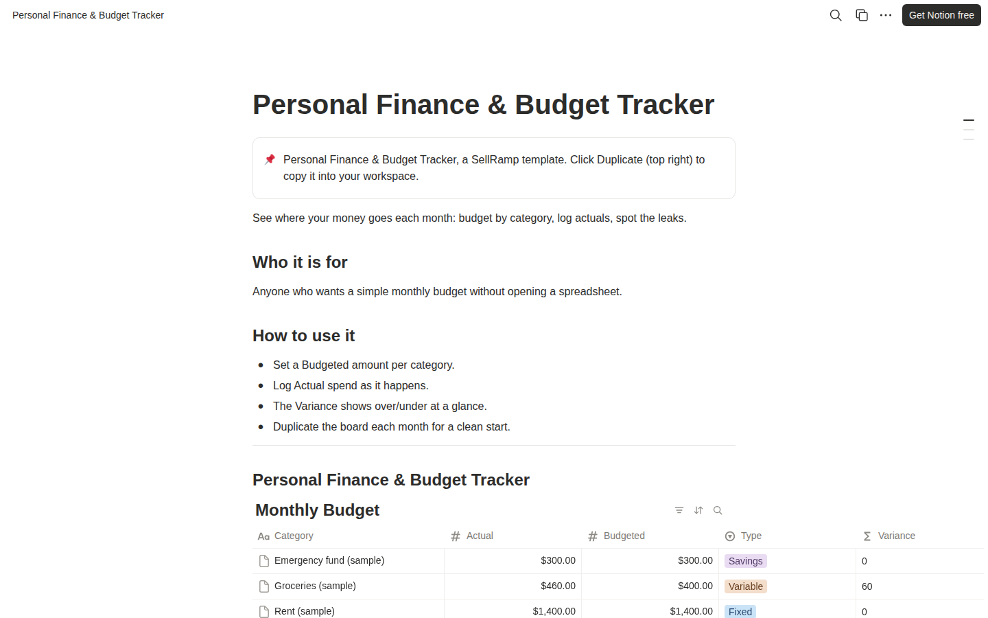 Personal Finance & Budget Tracker